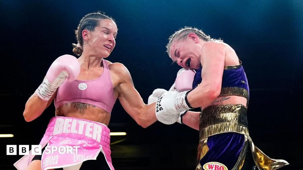 Terri Harper lands a left uppercut against Natalie Zimmerman