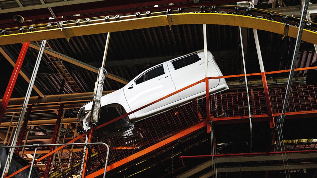 A Chevrolet Silverado 1500 on the assembly line at the General Motors assembly plant in Fort Wayne, Indiana, US.