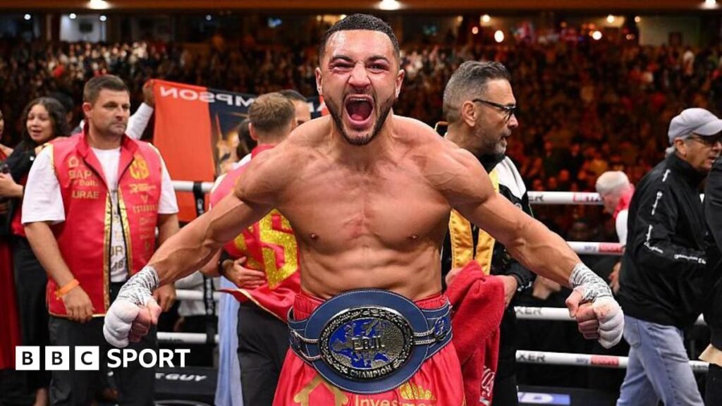 Callum Simpson beats Ivan Zucco with stoppage win to clinch European title Callum Simpson celebrating with the European title around his waist