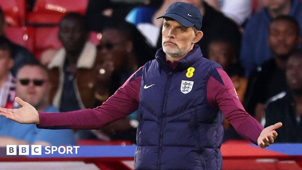 Head coach Thomas Tuchel looks frustrated