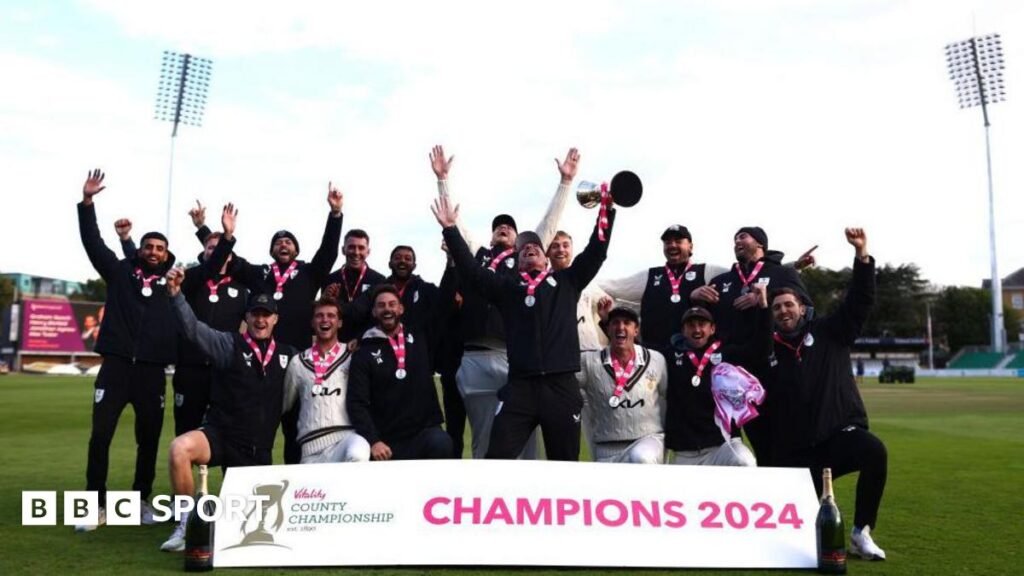 Surrey celebrate winning the 2024 County Championship