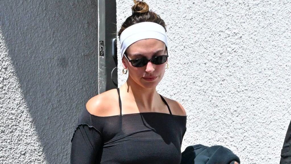 Hailey Bieber Adds Husband Justin’s Sold Out Slippers to Her Pilates Uniform