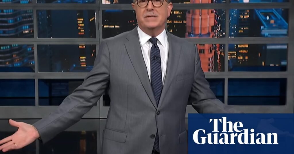 Stephen Colbert on Paramount’s $16m settlement with Trump: ‘Big fat bribe’ | Late-night TV roundup