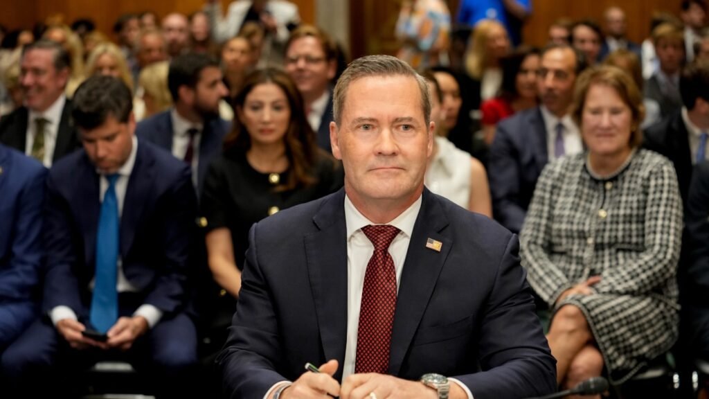 UN Nominee Mike Waltz faces tough questions on Signal scandal at hearing : NPR