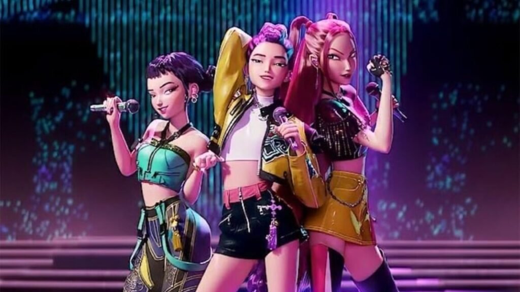 animated female K-Pop band members striking a pose