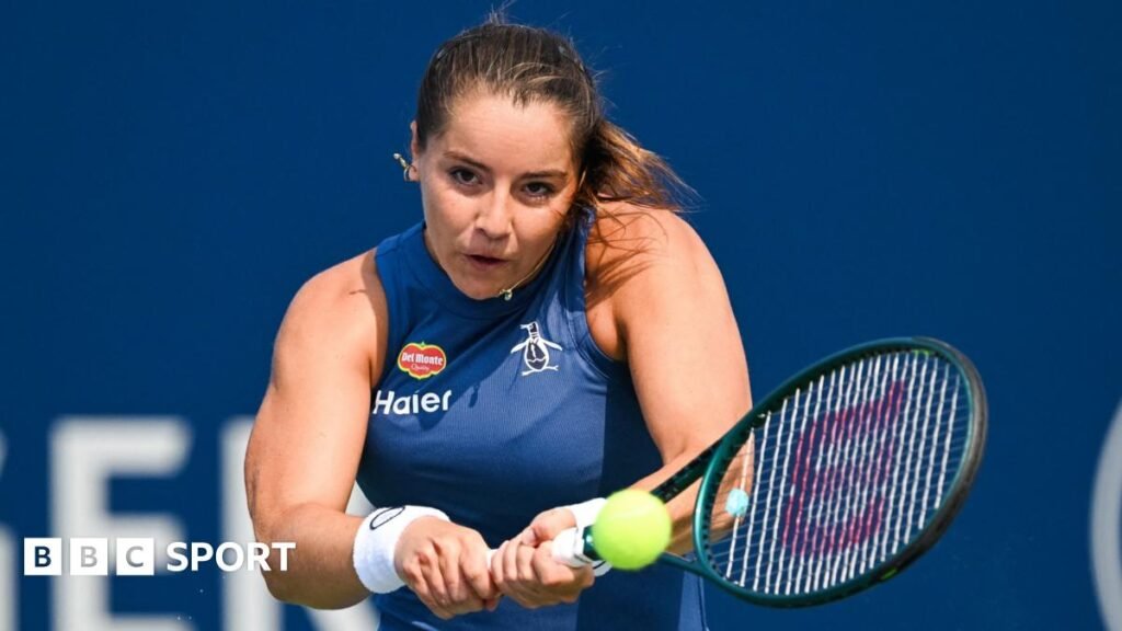 Jodie Burrage hits a backhand