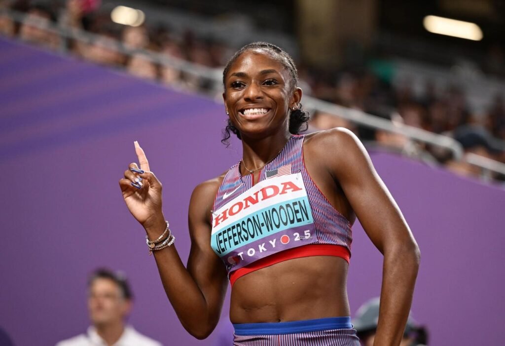 Melissa Jefferson-Wooden, Oblique Seville Star In The 100