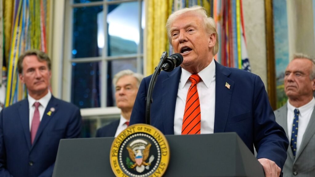 Trump threatens tech export limits, new 100% tariff on Chinese imports : NPR Trump threatens tech export limits, new 100% tariff on Chinese imports : NPR